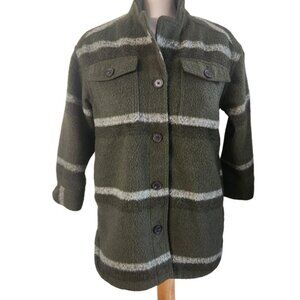 OLD NAVY Green Plaid Shacket Button Down Shirt Jacket XS Petite